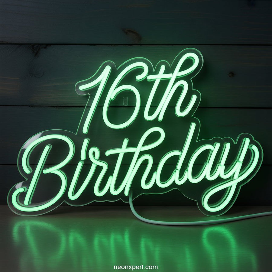 16th Birthday Neon Sign Party Decor - NeonXpertSmallWhite