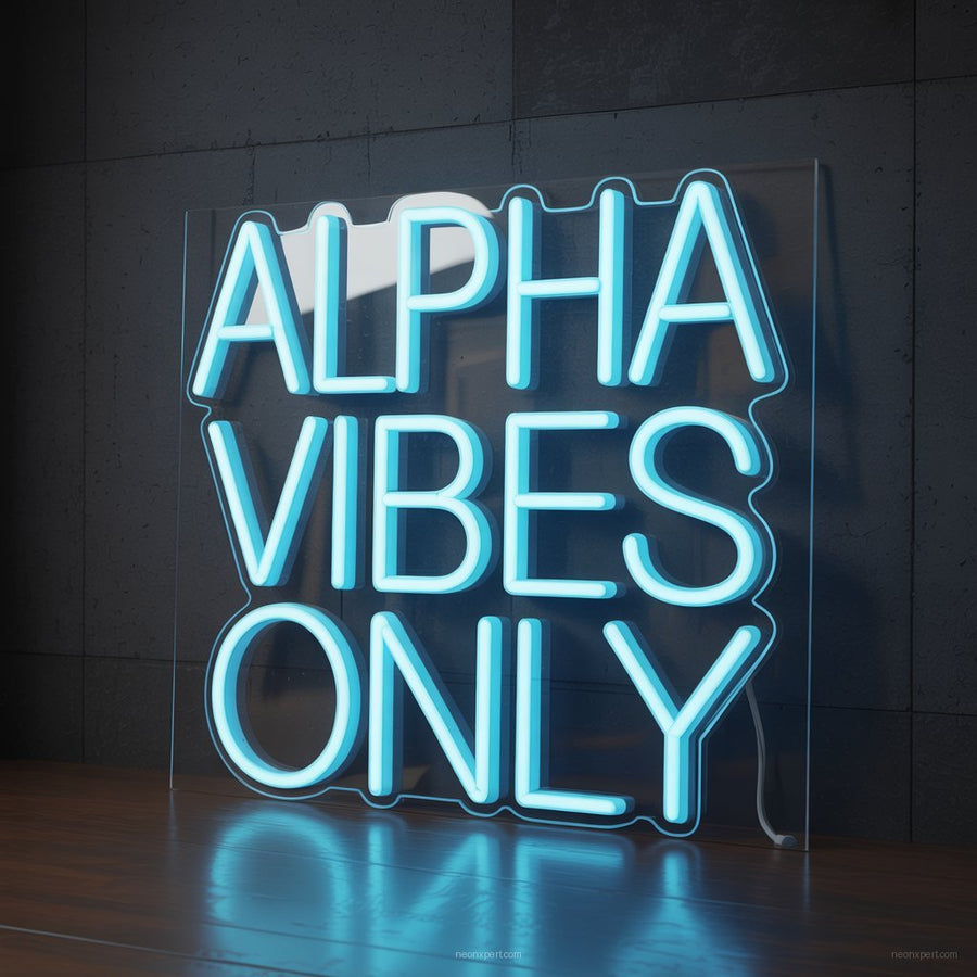 Alpha Vibes Only Neon Sign Gym Wall Art - NeonXpertSmallWhite