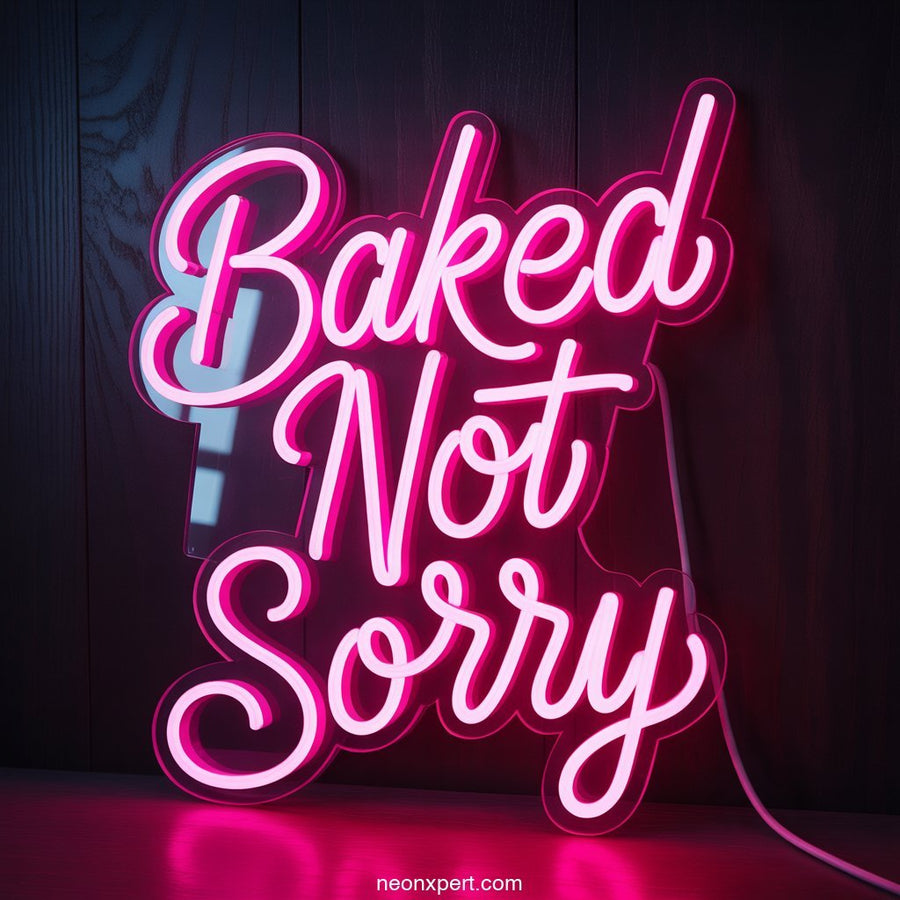 Baked Not Sorry weed neon sign glowing light - NeonXpertSmallWhite