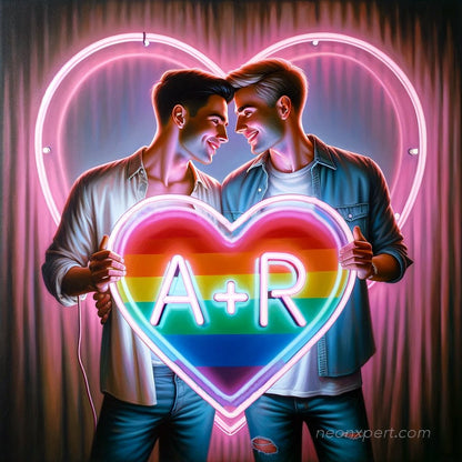 Custom LGBTQ Heart Neon Sign with Initials - NeonXpert