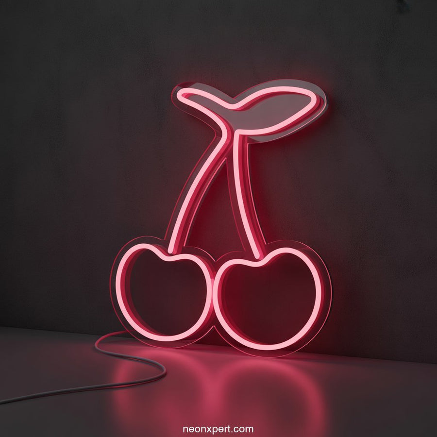 Double Cherry Wall Light Neon Sign Decor - NeonXpertSmallWhite