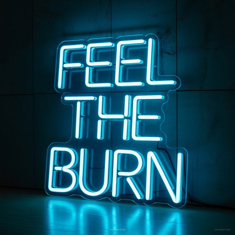 ** Feel the Burn Neon Light - Gym Decor - NeonXpertSmallWhite