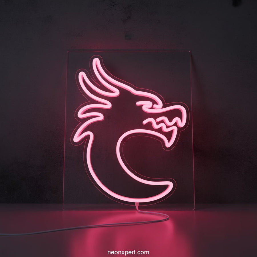 Fire Breathing Dragon Wall Art LED Neon Sign - NeonXpertSmallWhite
