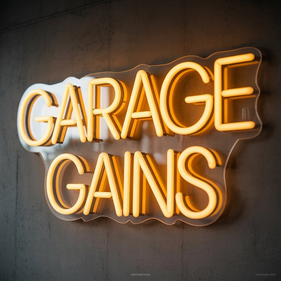 Garage Gains Neon Sign Gym Decor - NeonXpertSmallWhite