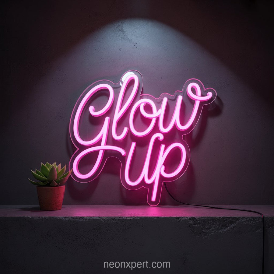 Glow Up | Trendy Neon Light for Beauty & Hair Salon - NeonXpertSmallWhite