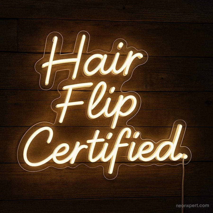 Hair Flip Certified – LED Neon Sign for Beauty Spaces - NeonXpertMedium