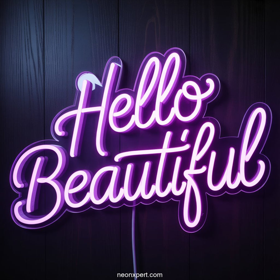 Hello Beautiful Neon Light Decor - NeonXpertSmallWhite