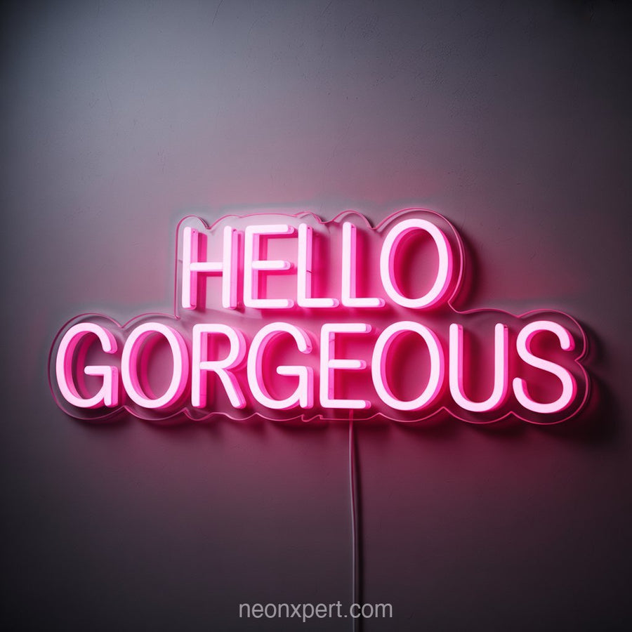 Hello Gorgeous | Trendy Neon Light for Beauty & Hair Salon - NeonXpertSmallWhite