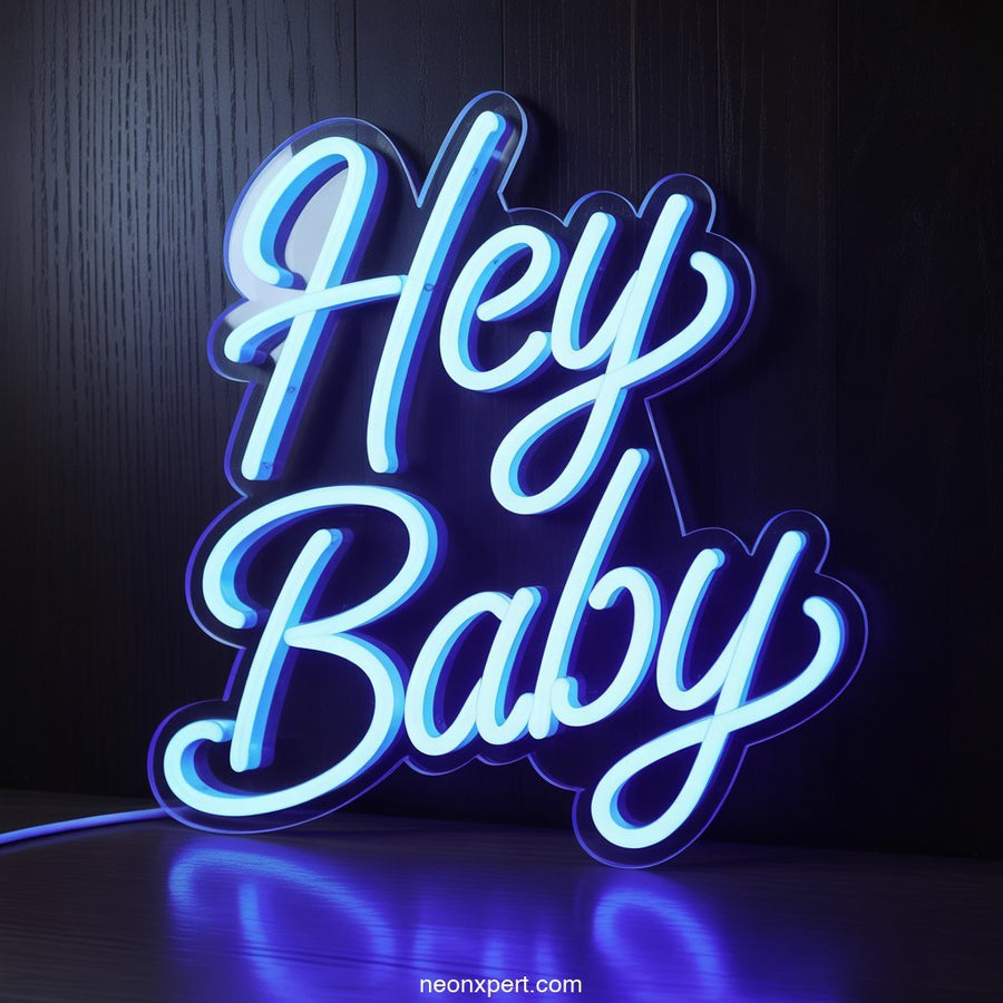 Hey Baby Neon Sign Decor - NeonXpertSmallWhite