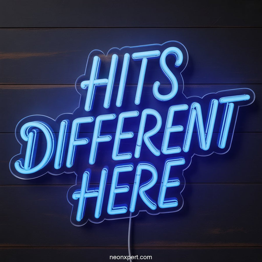Hits Different Here weed neon sign - NeonXpertSmallWhite