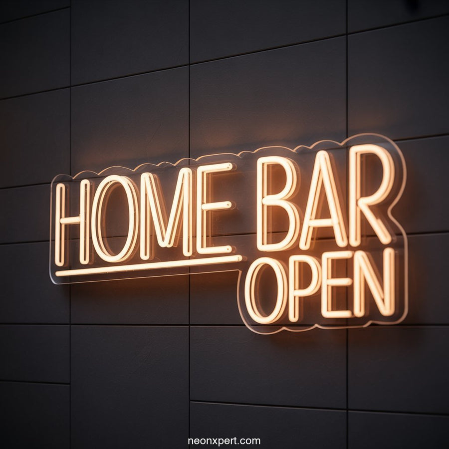 Home Bar Open Neon Sign Wall Art - NeonXpertSmallWhite