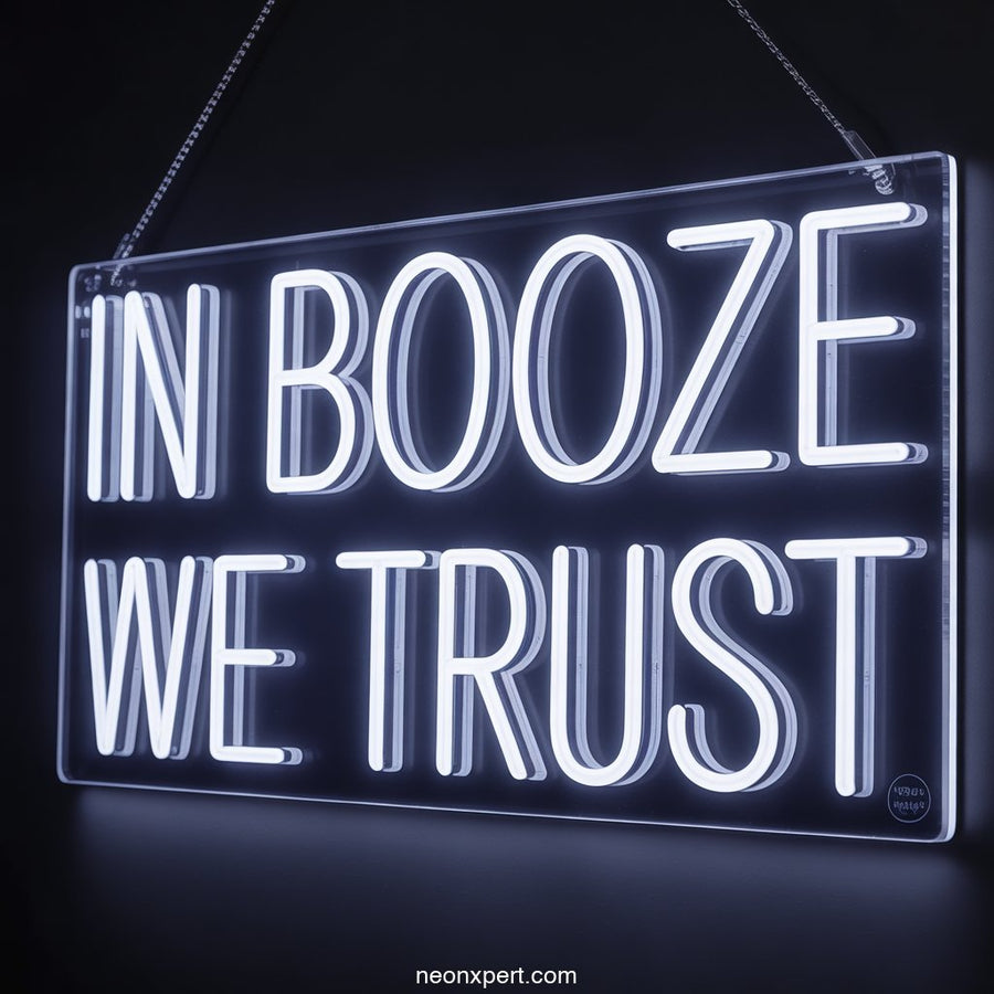 In Booze We Trust Neon Light Bar Display - NeonXpertSmallWhite