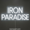 Iron Paradise Neon Sign Gym Decor - NeonXpertSmallWhite