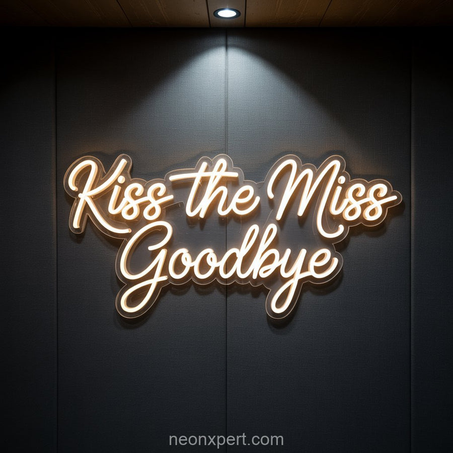 Kiss the Miss Goodbye | Wedding Neon Sign for Celebratory Moments - NeonXpertSmallWhite