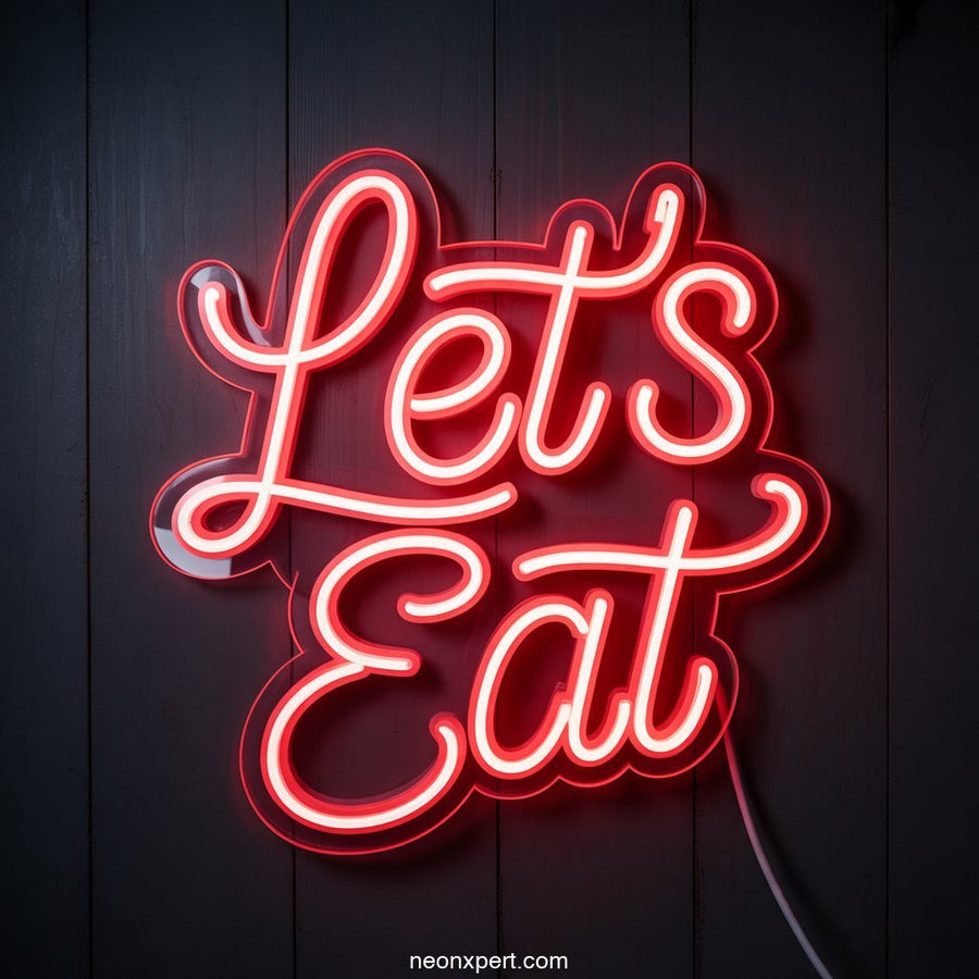 Let's Eat Neon Sign Home Decor - NeonXpertSmallWhite