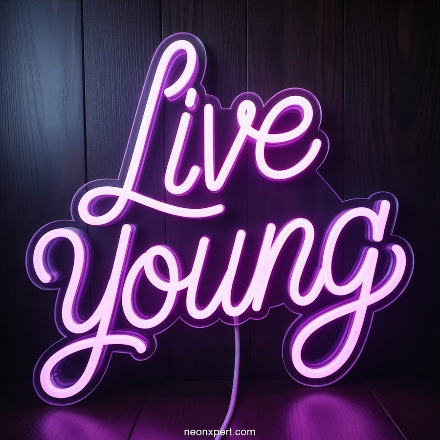 Live Young Neon Sign Decor - NeonXpertSmallWhite