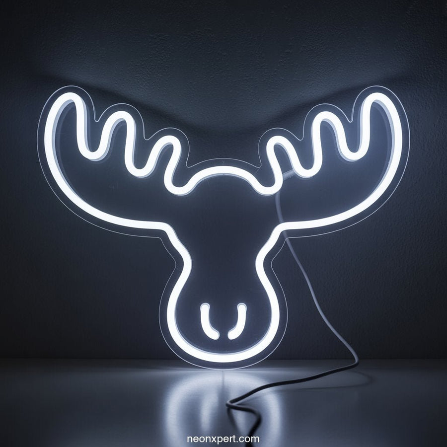 Moose Head Neon Sign LED Neon Light Decor - NeonXpertSmallWhite