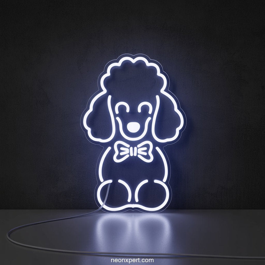 Neon Poodle with Bow LED Neon Light - NeonXpertSmallWhite