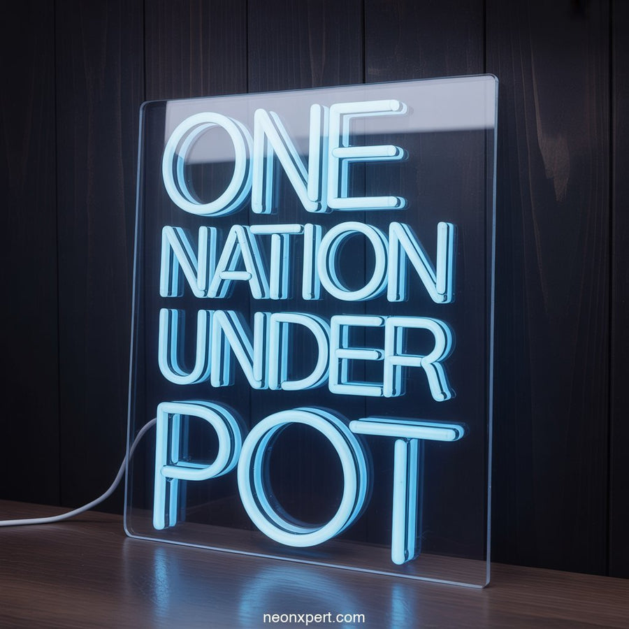 One Nation Under Pot weed neon sign light - NeonXpertSmallWhite