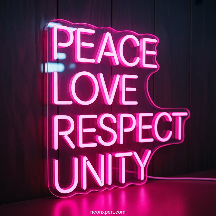 Peace Love Respect Unity Neon Light Decor - NeonXpertSmallWhite