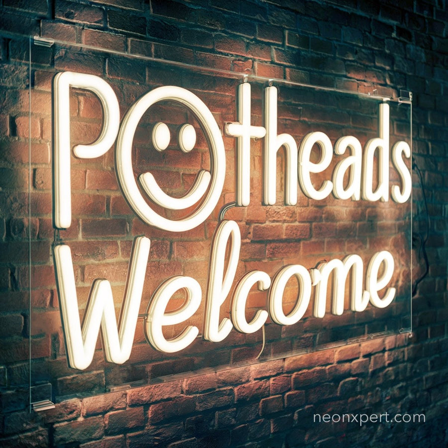 Potheads Welcome Weed Door Decor LED Neon Sign - NeonXpert18 x 12 inWhite