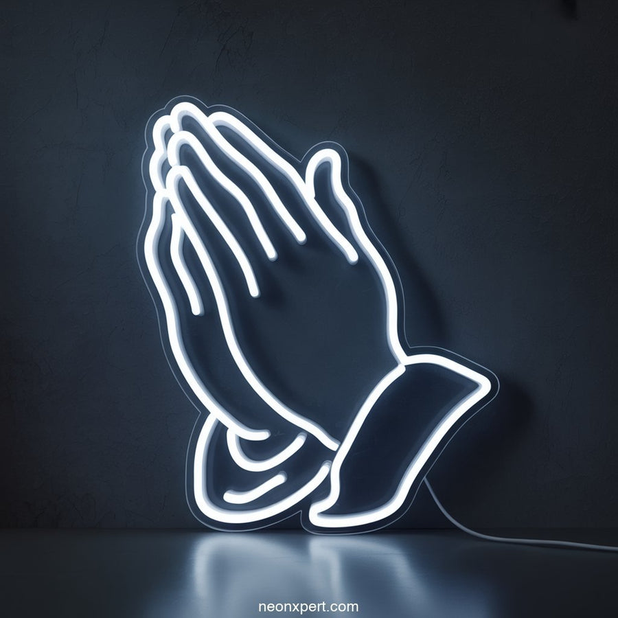Praying Hands Silhouette LED Neon Sign - NeonXpertSmallWhite
