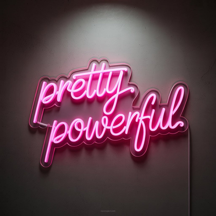 Pretty. Powerful. Neon Sign Gym Decor - NeonXpertSmallWhite