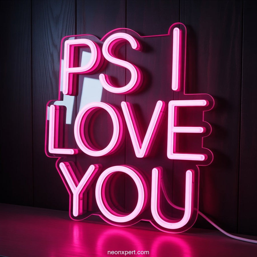 PS I Love You Neon Light for Romantic Decor - NeonXpertSmallWhite