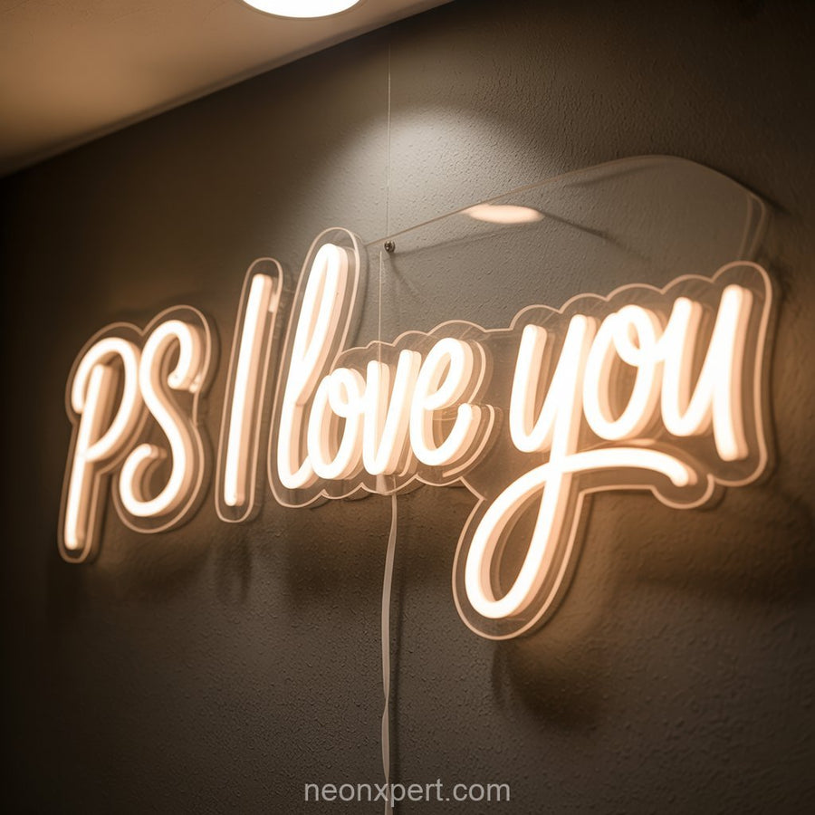 PS I Love You Sign | Romantic Wedding Neon Light - NeonXpertSmallWhite