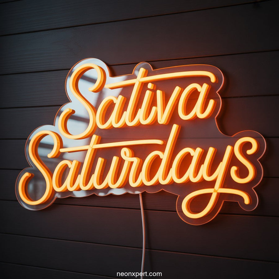 Sativa Saturdays weed neon sign light - NeonXpertSmallWhite