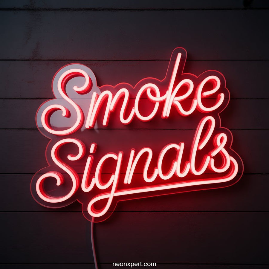 Smoke Signals weed neon sign glowing light - NeonXpertSmallWhite