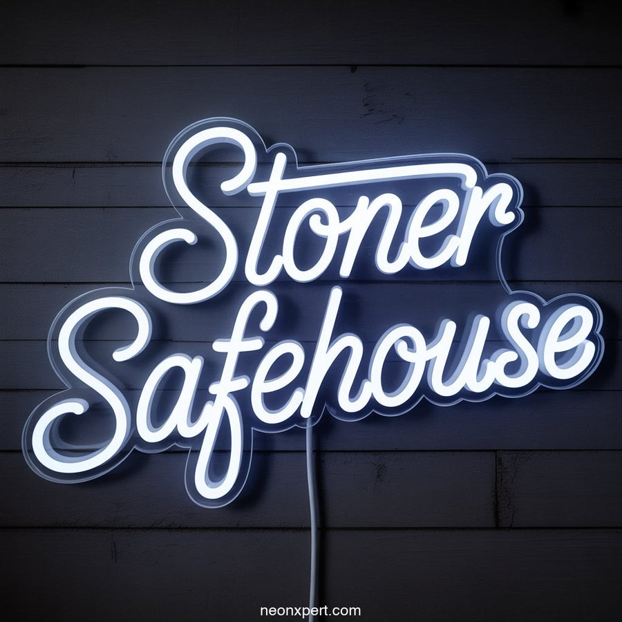 Stoner Safehouse weed neon sign neon light - NeonXpertSmallWhite