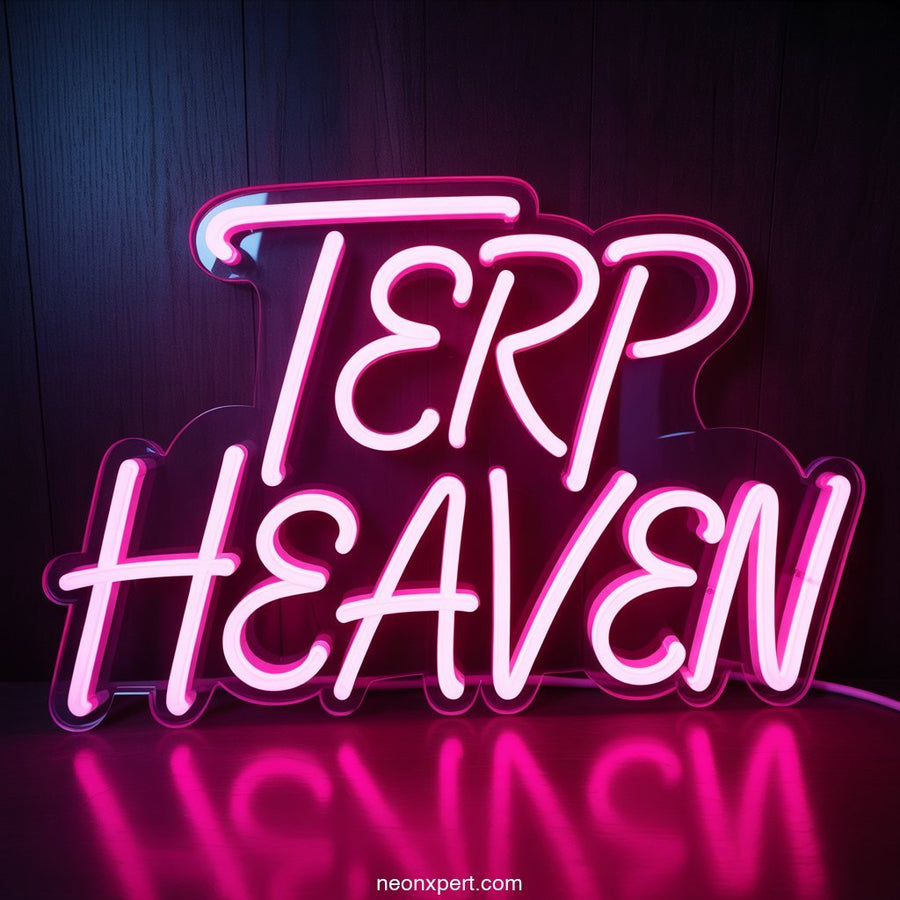 Terp Heaven weed neon sign glowing light - NeonXpertSmallWhite