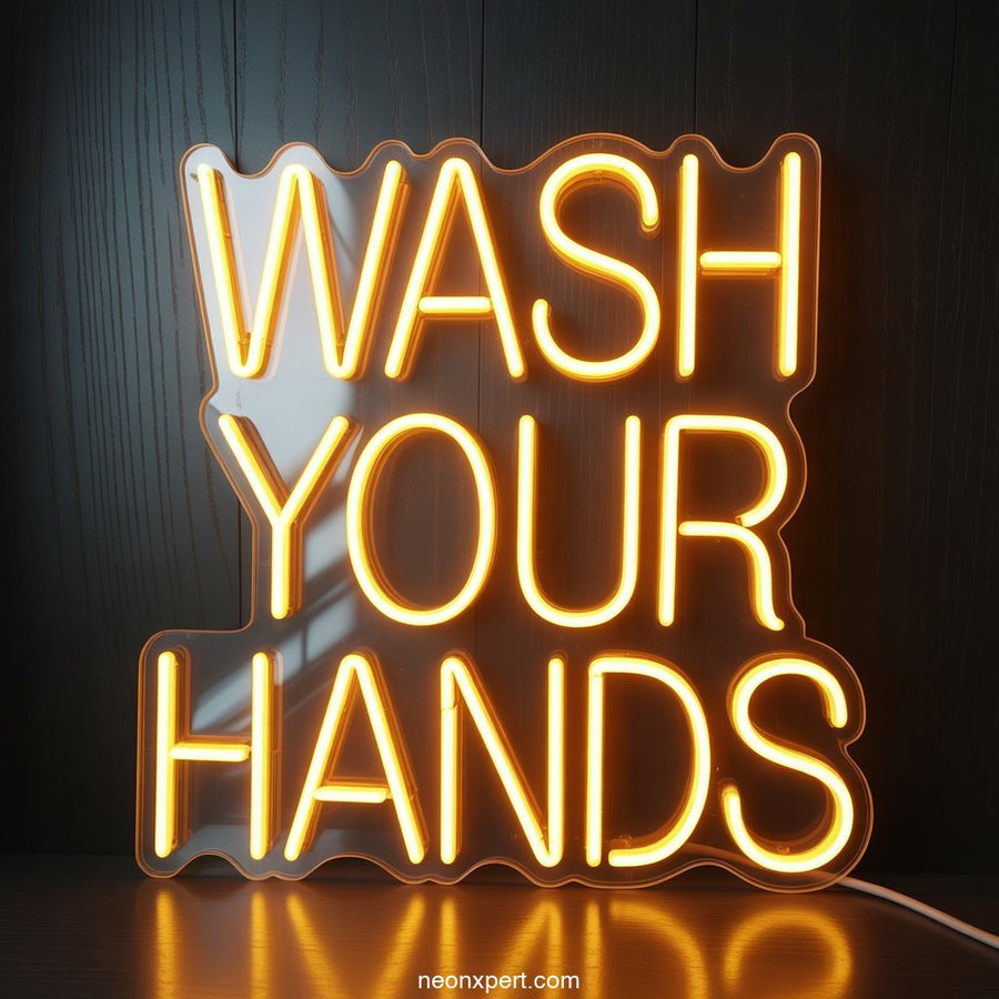 Wash Your Hands Neon Sign Decor - NeonXpertSmallWhite