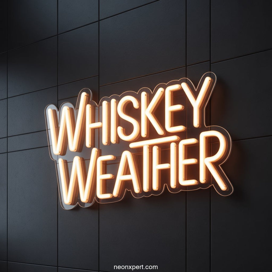 Whiskey Weather Neon Sign Bar Display - NeonXpertSmallWhite