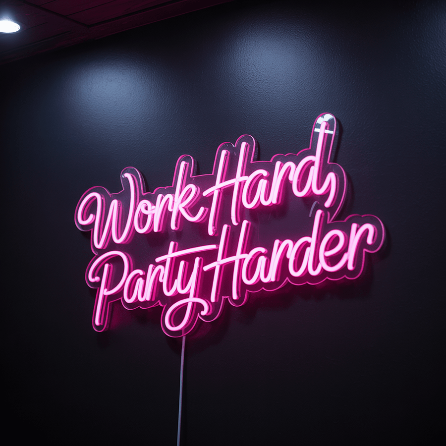 Work Hard Party Harder LED Motivational Neon Sign - NeonXpert24"Red