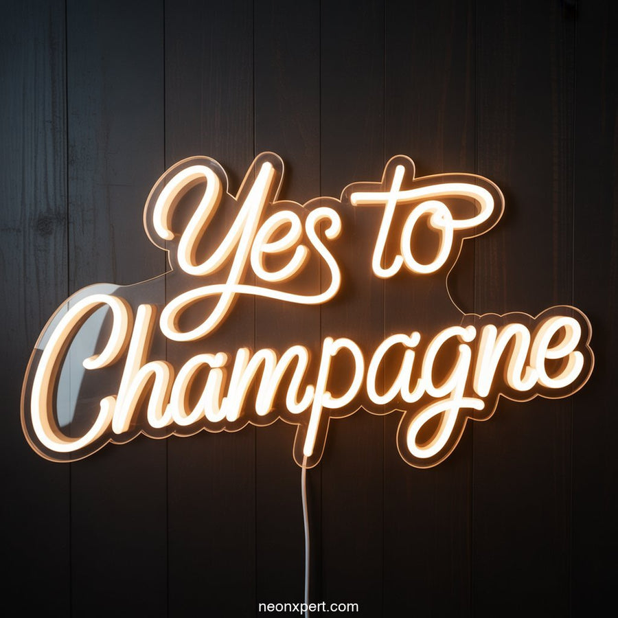 Yes to Champagne Neon Sign for Bar Decor - NeonXpertSmallWhite