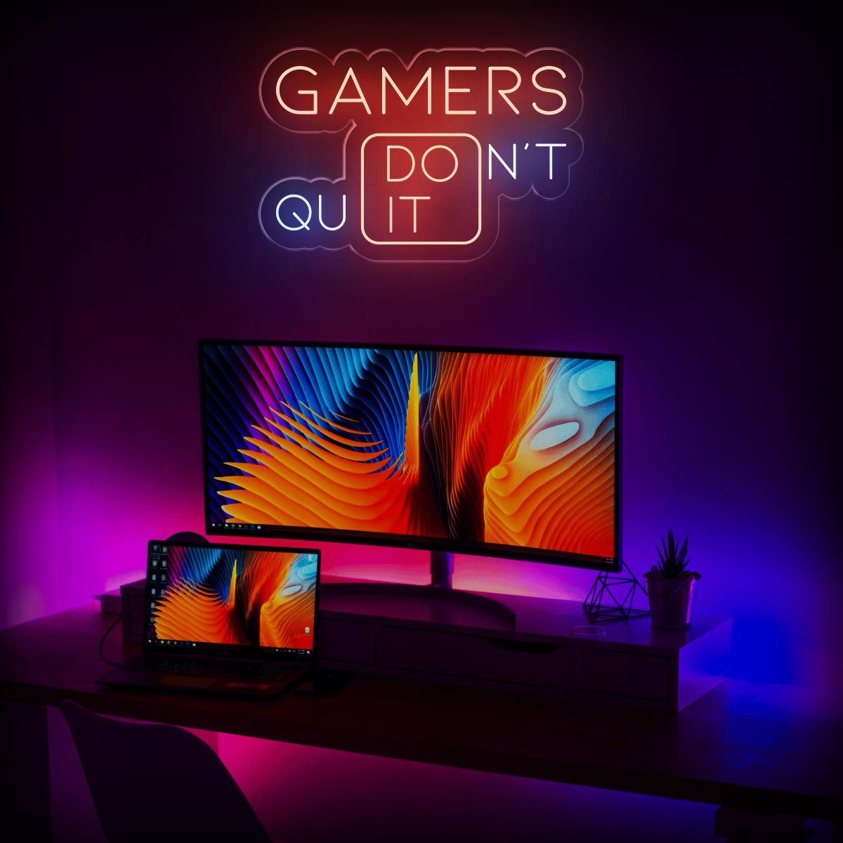 Gamers Don't Quit - Motivational Neon Sign | Game Room Decor - NEONXPERT