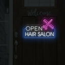 Hair Salon Open LED Neon Sign | Outdoor Business Signage - NEONXPERT
