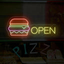 Neon Burger Open Sign - Led Neon Light For Burger Place - NEONXPERT