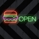 Neon Burger Open Sign - Led Neon Light For Burger Place - NEONXPERT