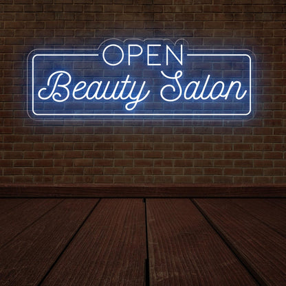 Open Beauty Salon Neon Sign - LED Light for Stylish Business Entrance - NEONXPERT