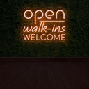 Open Walk-Ins Welcome Neon Sign - Illuminate Your Welcome Message - NEONXPERT