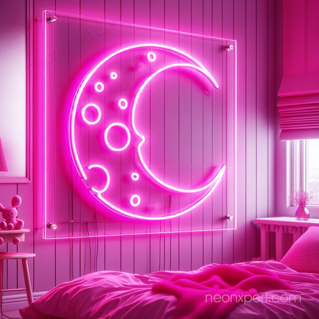 Pink Moon Neon Sign | LED Light Wall Decor - NeonXpert