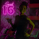 Sweet 16 Large Neon Sign - Elegant Backdrop for Birthday Celebrations - NeonXpert