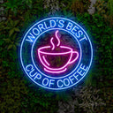 World's Best Cup Of Coffee Neon Sign - Cafe Decor - NeonXpert