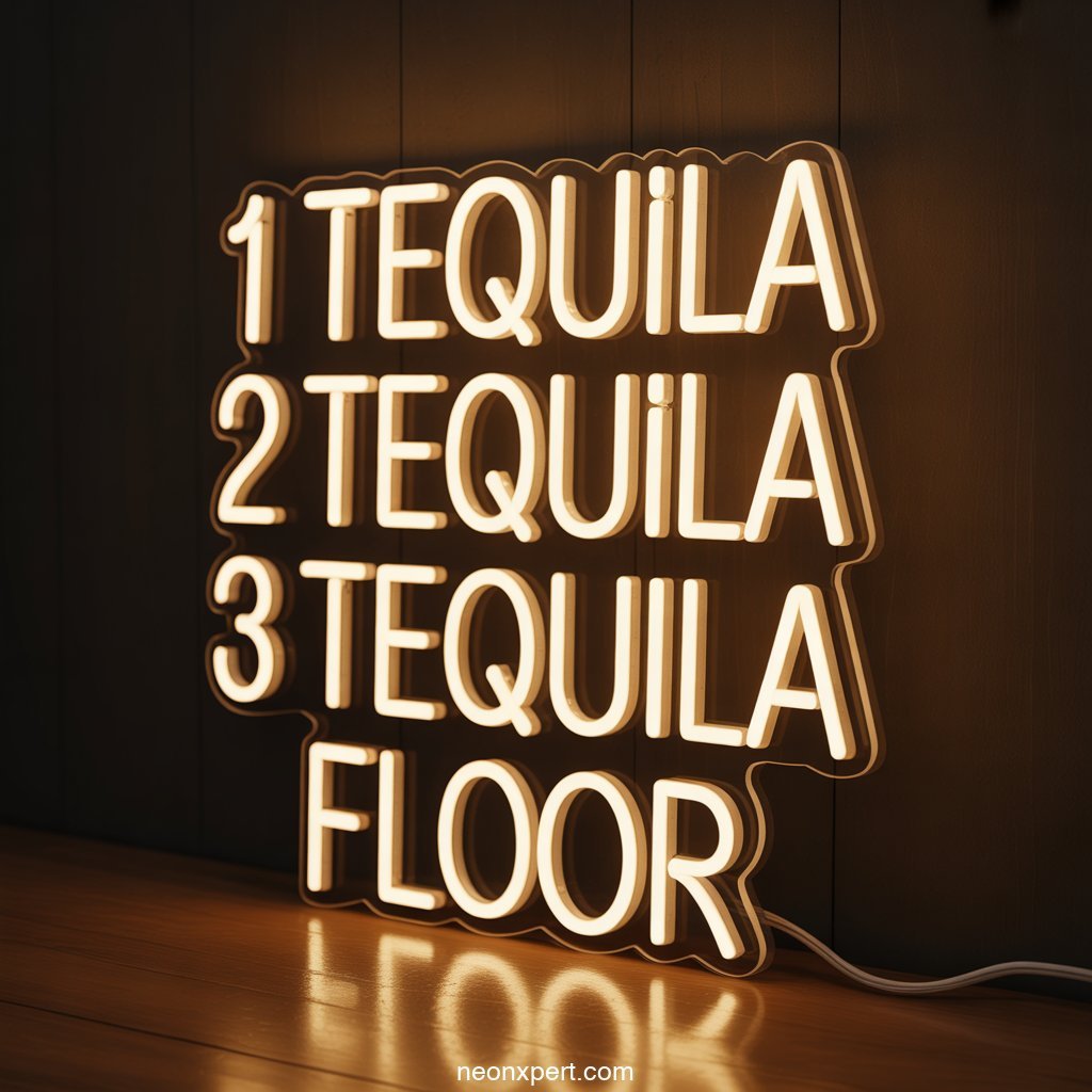 1 Tequila 2 Tequila 3 Tequila Floor Neon Light - NeonXpertSmallWhite