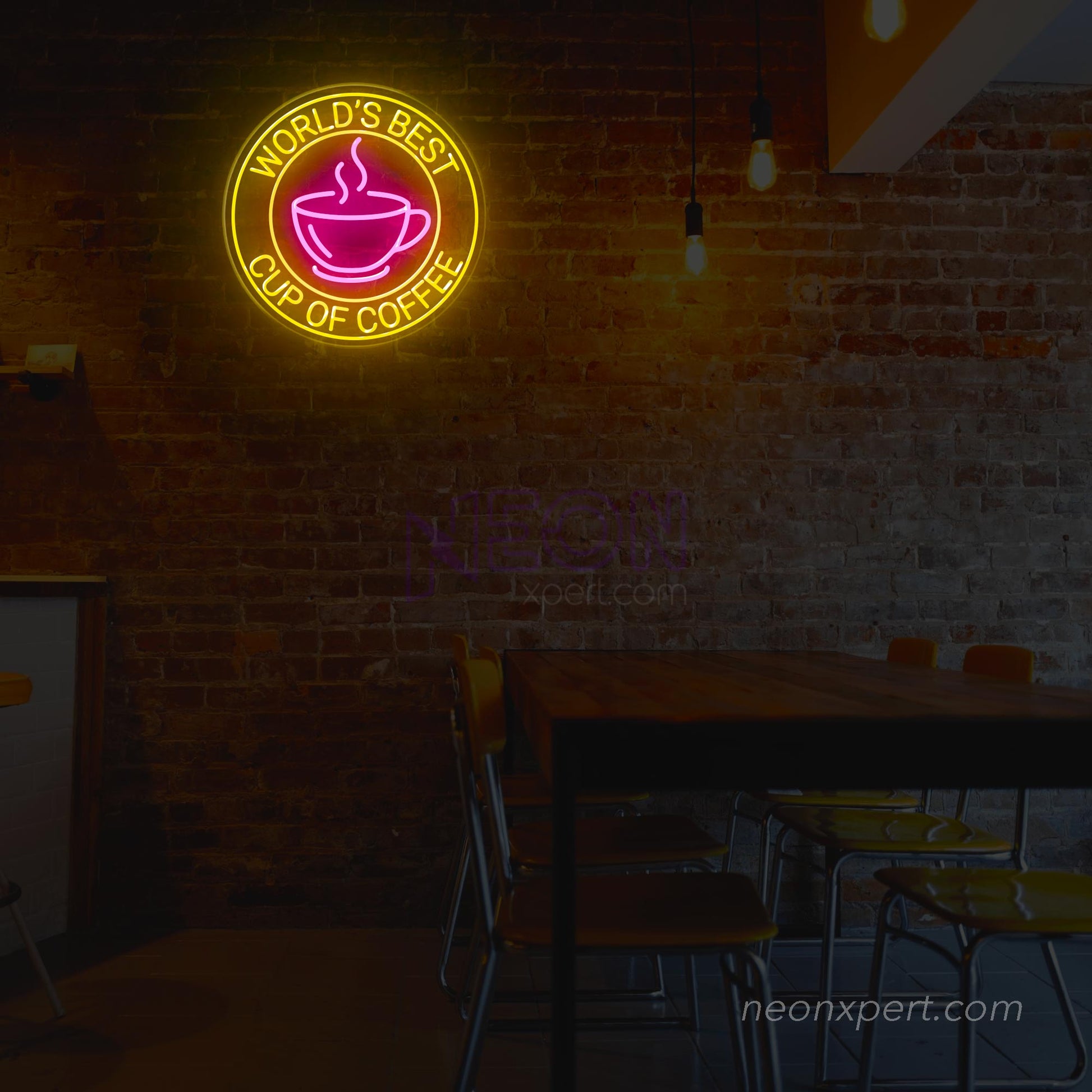 hot pink world's best cup of coffee sign