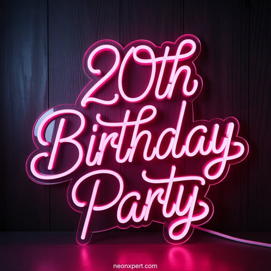 20th Birthday Party Neon Light Decor - NeonXpertSmallWhite