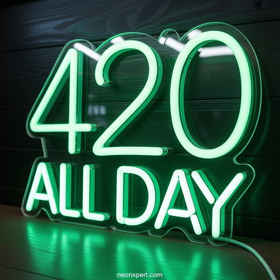 420 All Day Weed Neon Light Room Decor - NeonXpertSmallWhite